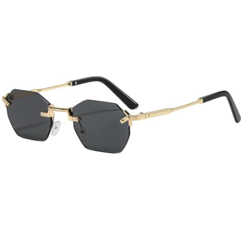 Lunettes de soleil sans monture pour femmes à bords biseautés et protection UV400