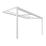 HOME DELUXE - Terrassenüberdachung Solis Deluxe - Weiß, 390 x 295 x 233/272 cm - inkl. Schiebedachfunktion - inkl. Hohlkammerplatten, Montagematererial I Pergola Überdachung Terrassendach