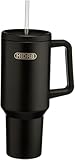 HiDR8 40oz Tumbler With Handle Stainless Steel Insulated Water Bottle (Cold 24hr Hot 8hr) | Secure Straw Lid (Black, 1 Pack)