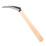 WEKADRIN Unkrautstecher Sichel mit Gezahnter Stahlklinge Mittlere Größe Holzgriff Multifunktionales Gartentool zum Jäten von Unkraut Schneiden von Rasensoden und Angelschnüren Kompakt für