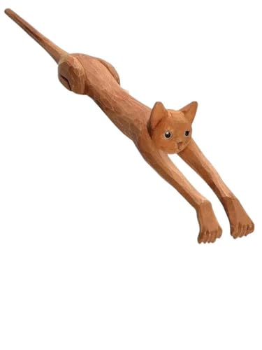 Funny Basswood Cat Shaped Back Scratcher,18.9 Inch Long Handle Touch Every Part,Suitable for Cat Lovers