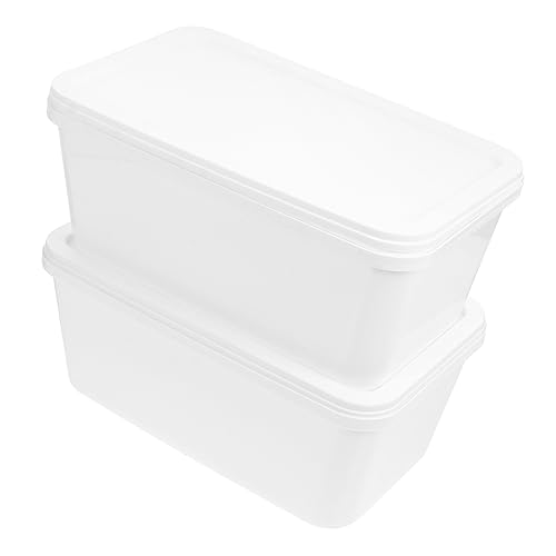 SHOWERORO 2Pièces Lot de Boîtes de Rangement pour Contenants Rectangulaires pour Réfrigérateur et Congélateur pour Stockage de Desserts et Aliments