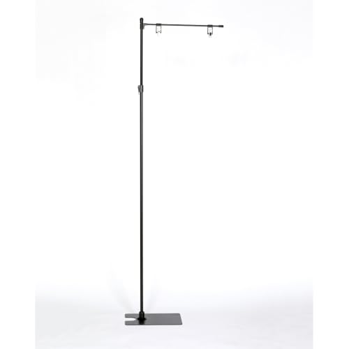 グリップポップスタンド (1台) 室内用スタンド 販促 ポップ立て 伸縮式 ブラック スーパー 鉄板 高さ1.3ｍ～2.4ｍ 横棒 長さ42cm