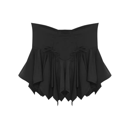 Mini Skirts for Women Lace Up Ruched Layered Asymmetrical Short Skirts Trendy Going Out Flowy Y2k Casual A-Line Skirt3