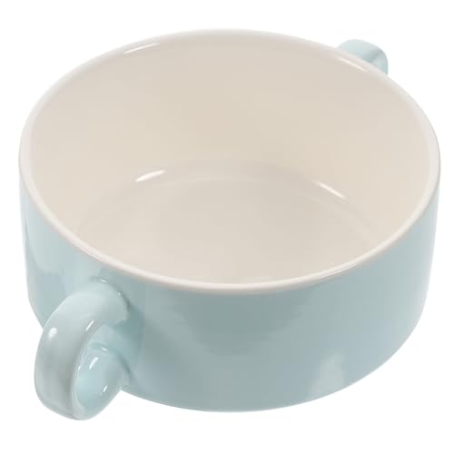 Mikikit Tazón De Cerámica Con Asas Para Sopa Ensalada y Postres Cuenco Multifuncional Para y Uso Azul