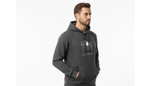 Image of Amazon Brand - INKAST Men Hooded Sweatshirt with Minimal Print | Casual wear | Stylish Winter Hoodie with Drawstrings | Kangaroo Pockets | Pullover
