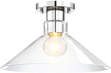 DESIGNERS FOUNTAIN Leena 14 inch 1-Light Polished Nickel Modern Semi Flush Mount Ceiling Light with Clear Glass Shade for Bedrooms, D307M-SF-PN