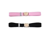 Weenwill Kindergürtel Mädchen,2 Stück Elastischer Taillengürtel für Mädchen,Herz Modischer Verstellbarer Gewebter Stretch Gürtel Herzform Gürtel(Schwarz,Rosa)