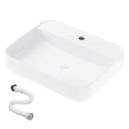 MAGIC SELECT Lavabo in Ceramica, Lavabo da Appoggio Bianco, Lavabo Sospeso Bagno Antimacchia, Facile...