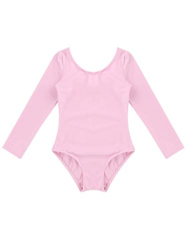 YiZYiF Maillot Clásico Danza Ballet Niñas Maillot Gimnasia Rítmica Leotardo Body Algodón Suave Manga Larga Ropa Práctica Clases Invierno Primavera 3-12 Años Rosa 4 Años