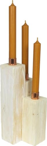 WeWi Candelero de Madera 3-Flammig, Color: Shabby-Stil Blanco