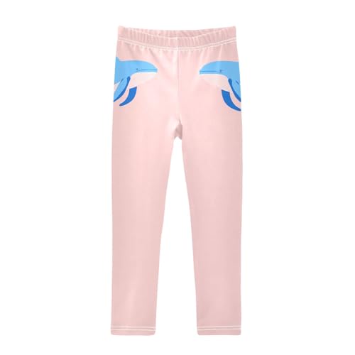 Whale Cartoon Pink Girls Casual Leggings for Kids Printed Long Pant Bottoms Stretch and Soft