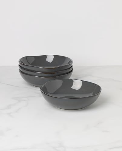 Image of Oneida Organic Shades Gray Stoneware Pasta Bowl Set for 4, 34.5oz