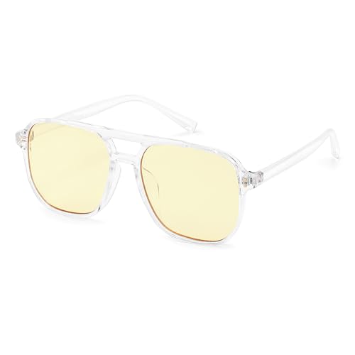 Image of FEISEDY Amber Blue Light Glasses for Computer Gaming Orange /Yellow lens Anti Eyestrain Sleep Glasses G2835