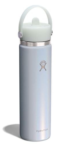 Image of Hydro Flask Water Bottle - Insulated Stainless Steel - Wide Straw Lid, Non Spill, Leakproof in 24 Oz Glimmer Blue