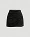 GCZREN Women Vintage Ruched Wrap High Waist Zip Back Faux Suede Mini Skirts Elegant Fall A-Line Bodycon Short Skirts(S,Black)