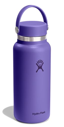 Image of Hydro Flask Water Bottle - Insulated Stainless Steel - Wide Mouth Flex Lid, Non Spill, Leakproof and Refillable in 32 Oz Utopia Purple