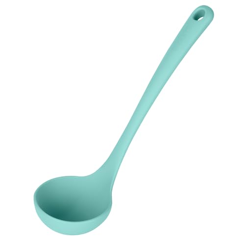 Image of U-Taste Silicone Soup Ladle, 600ºF Heat Resistant Spoon, 11in, Aqua Sky