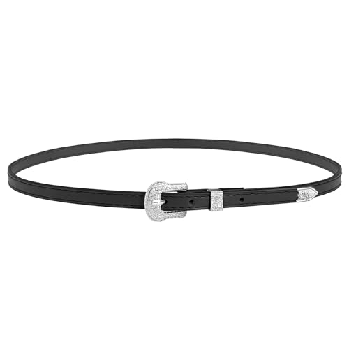 RainFlowwer Leather Cowboy Hat Bands for Men Women Western/Fedora/Panama Hat Belts Cowgirl Hatbands with Silver Buckle Cowboy Supply Hand Made Replacement(Black)