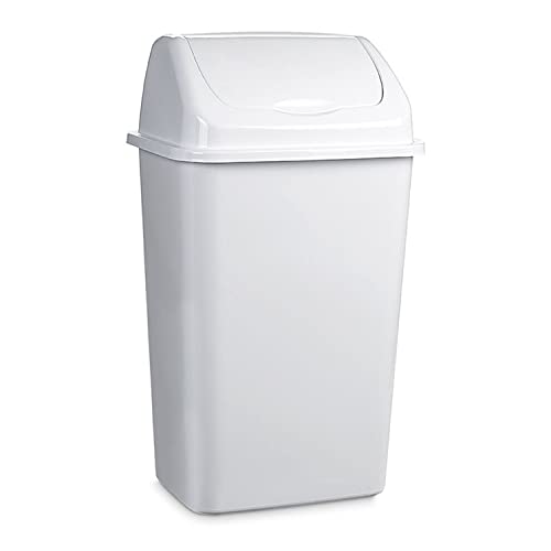 TIENDA EURASIA - Papelera con Tapa Basculante, Cubo de Basura 50 Litros, Papelera para Baño, Oficina, Cocina, Cubo Basura Tamaño 40 x 35 x 68 cm (Blanco)