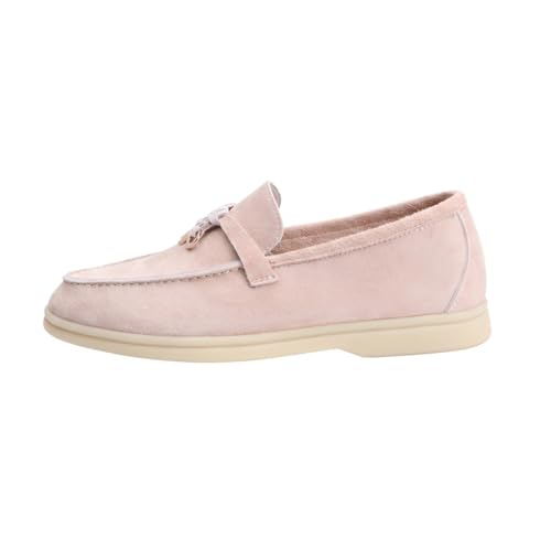 Image of Women's Summer Charms Suede Loafers - Premium Sheepskin Unlined Upper,Classic or Styles with Metal Detail for Casual, Office, Travel & All Day Wear