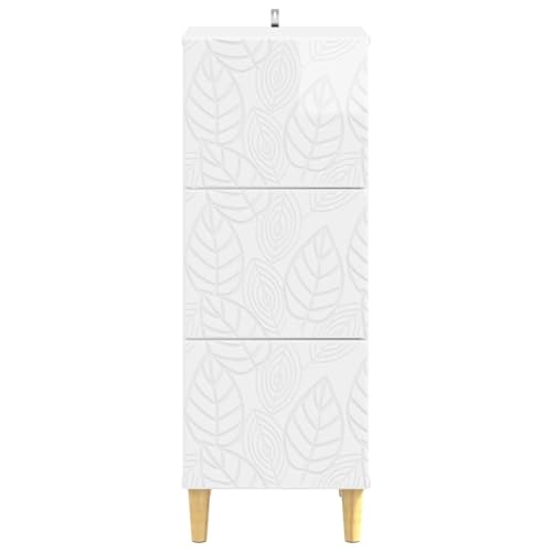 Pieds en eucalyptus stables pour cette commode à tiroirs blanc brillant - 5