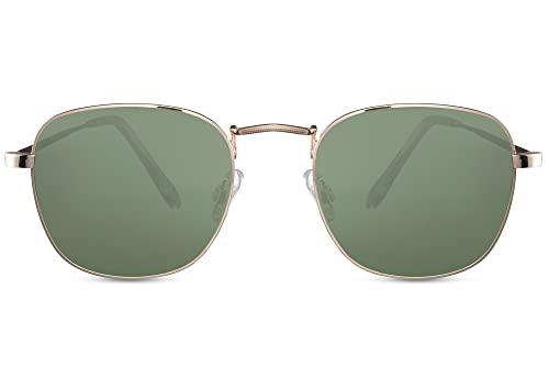 Cheapass Sunglasses Gafas de Sol Elegantes con Montura Dorada y Lentes Verdes Recicladas con Protección UV400 para Hombre y Mujer Cover
