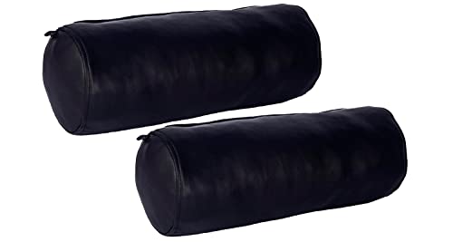 D DOLLY LAMB Round Cervical Roll Cylinder Bolster Pillow Cover | Ergonomically Designed for Head, Neck, Back, and Legs, Ideal for Spine and Neck Support, 7x20 Inches, Black Pack of 2