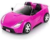 SUPER JOY Convertible Car for Dolls, Glittering Magenta Convertible Doll Vehicle with Working Seat Belts