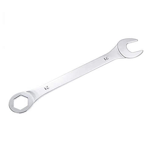 Uxcell Thin Combination Wrench With Offset 6-Point End And Angled Open End, Metric Mirror-Chrome Plated High Carbon Steel, For Household Repairs, 21Mm #TOP2