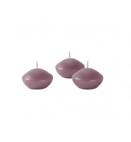 Bougies flottantes diamètre 4,5 cm hauteur 2,7 cm - 20 pièces - Couleur Prune - Cereria Di Giorgio