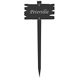 Bütic GmbH Acrylglas Pflanzschilder Holzbrettoptik grau transparent + Wunschname Kräuterschilder, Gartenschilder - wetterfest, Pflanzenname:Petersilie