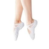 YXINAER Zapatillas de Ballet Zapatos de Ballet for Mujer, Zapatillas de Ballet Profesionales for niñas, Zapatos de Baile con Suela Dividida, Zapatos de Entrenamiento de Baile for Mujer(White,31)