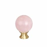 MAXWOLF Modern Decorative Brush Brass Crystal Round Ball Knobs for Dresser Drawers, Vanity, Cabinets, 1 1/4 Inch, Kitchen Cabinet Hardware (2, Pink Crystal)