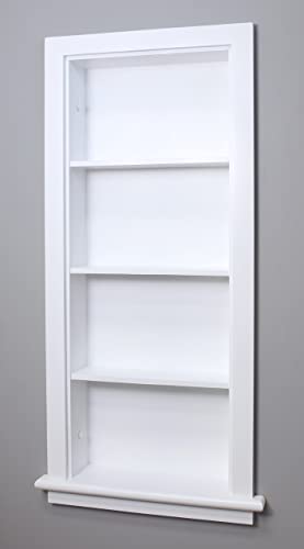 Image of 14x36 Aiden Recessed Wall Niche Medicine Cabinet Replacement, in The Wall Bathroom Cabinet Insert Shelf /Shelves, Made in North America, Real Wood, NO MDF, Plain, White