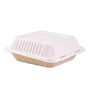 125 Pack Eco-Friendly and Disposable Clamshell Take Out Food Containers – 9×9 Inches, Deli Containers with Lids, Reusable Meal Prep & Bento Box, Food Storage To-Go, White, GBX026