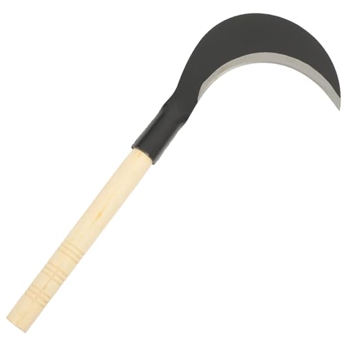TOYANDONA Guadaña De Mano De Acero Al Manganeso para Jardinería Mango Largo, Herramienta para Desherbar Césped Jardín, Cuchillo Resistente y Equilibrado para Uso Manual