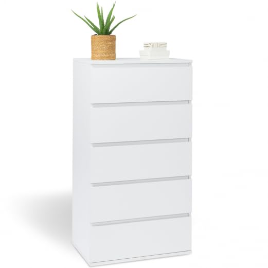 IDMarket TOMI - Chifón de 5 cajones (60 cm), color blanco