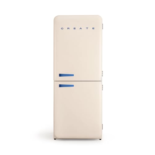 CREATE / RETRO FRIDGE COMBI 185 COBALTO/Frigorífico combi blanco roto maneta azul cobalto con congelador 401L / 190W, sistema No Frost, 3 estantes, 2 cajones, regulador temperatura, 70x65x185 cm