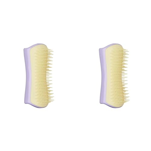 Tangle Teezer | Pet Teezer | Small Detangling & Grooming Dog Brush | Ergonomic & Easy Clean | Gently Removes Knots, Loose Hair & Dirt with Dual-Tier Teeth| Lilac & Yellow (Pack of 2)