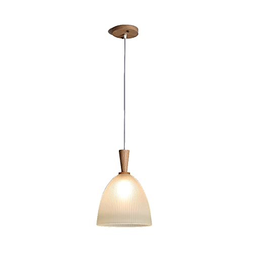 Suspension suspendue hauteur réglable en bois noble et verre soufflé