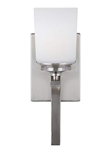 Image of Generation Lighting 1-Light Kemal Traditional Bath Fixture Wall Lamp Brushed Nickel 4130701-962, Bathroom Light Fixture for Home Decor, Wall Sconce Vanity Light Fixture and Bathroom Accessory