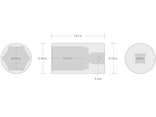 Image of 3 /8 Inch Drive x 9 /16 Inch Semi-Deep 6-Point Impact Socket
