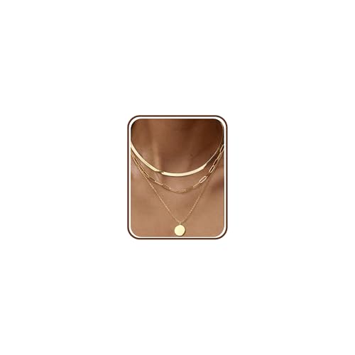 Adramata 3Pcs Collier Femme Acier Inoxydable Chaine Pendentif Plaqué Or 14K Collier Ras de Cou Réglables Empilables Colliers à Pendentif en Croix/Pièce/Cœur...