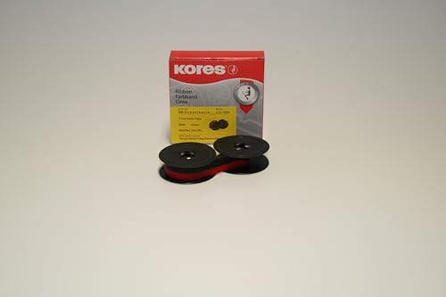 Kores - Schreibmaschinenfarbband aus Seide, schwarz/rot, Standard DIN Doppelspule