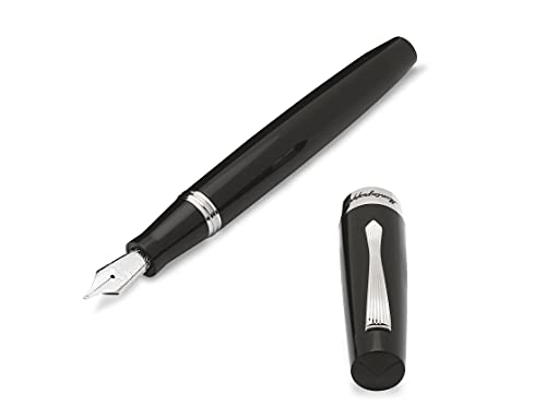 Montegrappa Elmo 02 Jet Black ISE2R1AC - Pluma estilográfica (resina y acero inoxidable, grosor de pluma: EF, 14,2 x 1,7 cm, 35 g), color negro Cover
