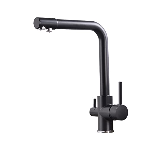 Robinet pour évier de cuisine 3 en 1 et filtre à eau potable noir