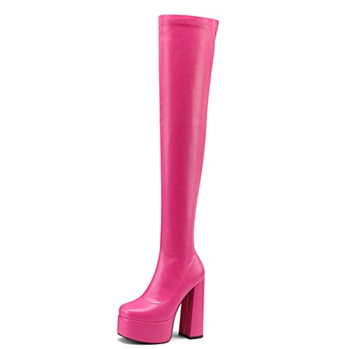 Cuissardes de catwalk 14cm à talons épais pour femme