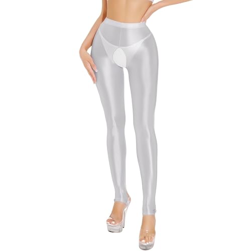 Collants brillants pour femmes, leggings taille haute sculptants avec découpes, leggings sans couture transparent étrier pour sport fitness, legging de...