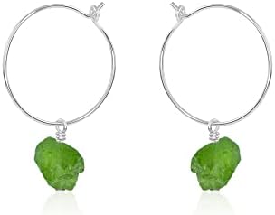 Luna Tide Peridot Raw Nugget Hoop Earrings in Sterling Silver